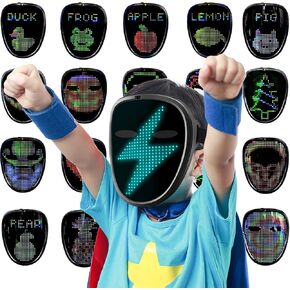 Ompusos LED Mask with Gesture Sensing - Light up mask for Kids/Men/Women LED Halloween Mask for Costume Cosplay Party