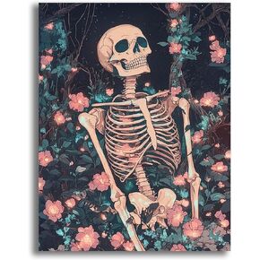 VAIIEYO 5D DIY Diamond Art Kits for Adults Skull, Diamond Art Flower, Diamond Painting Kits Full Drill Round Rhinestone Craft Canvas for Home Wall Decor Gift 12x16 inch
