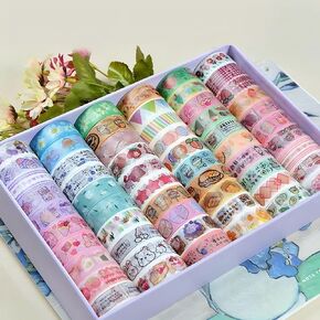 Assorted Decorative Tape Roll Set, 60 Rolls with Colorful Patterns