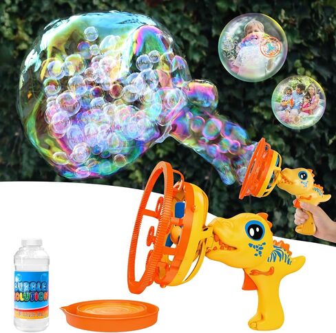 Bubble Gun Bubble Machine Dinosaur Bubble Blower Toy for Kids and Toddlers Bubble in Bubble Gun Party Favors Birthday Christmas Easter Gift for 3 4 5 6 7 8 9 Years Old Boys and Girls (Green+Yellow) in Saudi Arabia