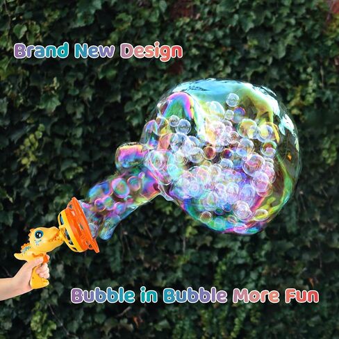 Bubble Gun Bubble Machine Dinosaur Bubble Blower Toy for Kids and Toddlers Bubble in Bubble Gun Party Favors Birthday Christmas Easter Gift for 3 4 5 6 7 8 9 Years Old Boys and Girls (Green+Yellow) in Saudi Arabia
