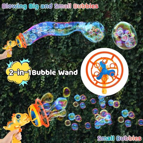 Bubble Gun Bubble Machine Dinosaur Bubble Blower Toy for Kids and Toddlers Bubble in Bubble Gun Party Favors Birthday Christmas Easter Gift for 3 4 5 6 7 8 9 Years Old Boys and Girls (Green+Yellow) in Saudi Arabia