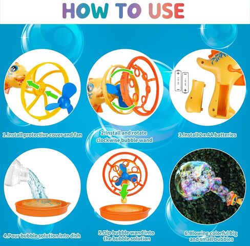 Bubble Gun Bubble Machine Dinosaur Bubble Blower Toy for Kids and Toddlers Bubble in Bubble Gun Party Favors Birthday Christmas Easter Gift for 3 4 5 6 7 8 9 Years Old Boys and Girls (Green+Yellow) in Saudi Arabia