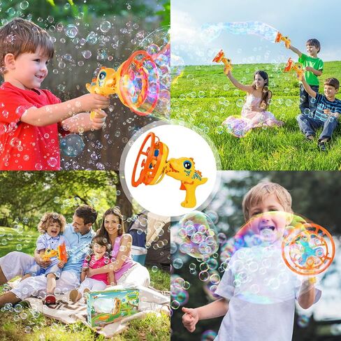 Bubble Gun Bubble Machine Dinosaur Bubble Blower Toy for Kids and Toddlers Bubble in Bubble Gun Party Favors Birthday Christmas Easter Gift for 3 4 5 6 7 8 9 Years Old Boys and Girls (Green+Yellow) in Saudi Arabia