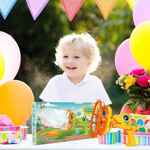 Bubble Gun Bubble Machine Dinosaur Bubble Blower Toy for Kids and Toddlers Bubble in Bubble Gun Party Favors Birthday Christmas Easter Gift for 3 4 5 6 7 8 9 Years Old Boys and Girls (Green+Yellow) in Saudi Arabia