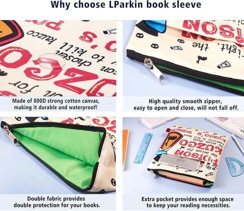 Book Sleeve for Book Lovers, Bookish Book Protector, Book Covers for Paperbacks, Washable Fabric, Book Sleeves with Zipper, Medium 11 Inch X 8.7 Inch in Saudi Arabia