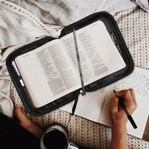 Bible Cover, Carrying Book Case Church Bag Bible Protective PU Leather Bible Covers with Handle and Zippered Pocket, for Standard and Large Size Bible 10.1x7.5x2 in,Lighthouse Beacon Clouds in Kuwait