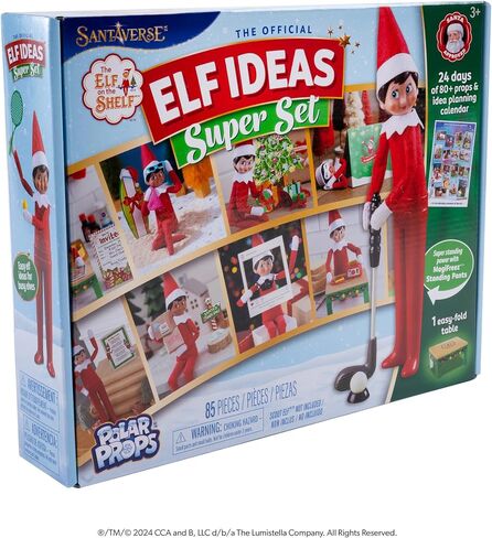 The Elf on the Shelf 24-Day Super Set Official The Elf on the Shelf Ideas for 24 Days of Elf Magic - 80+ Props, MagiFreez Standing Pants and Calendar - for Ages 3 Years and Up Scout Elf Not Included in Kuwait