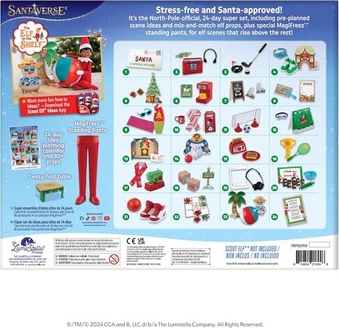 The Elf on the Shelf 24-Day Super Set Official The Elf on the Shelf Ideas for 24 Days of Elf Magic - 80+ Props, MagiFreez Standing Pants and Calendar - for Ages 3 Years and Up Scout Elf Not Included in Kuwait