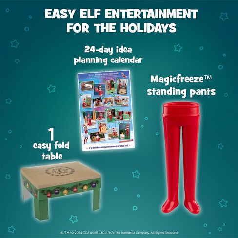 The Elf on the Shelf 24-Day Super Set Official The Elf on the Shelf Ideas for 24 Days of Elf Magic - 80+ Props, MagiFreez Standing Pants and Calendar - for Ages 3 Years and Up Scout Elf Not Included in Kuwait