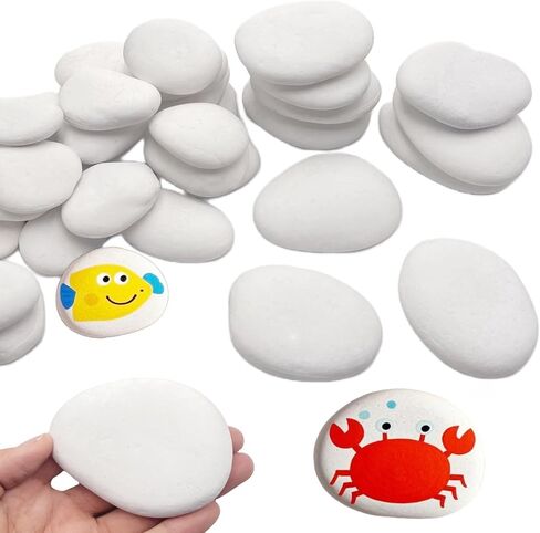 34PCS White Rocks for Painting, Flat DIY Painting Rocks, Small & Medium Smooth Rocks for Crafts, Arts,Decoration, Kindness Rocks Hand Picked for Painting in Kuwait