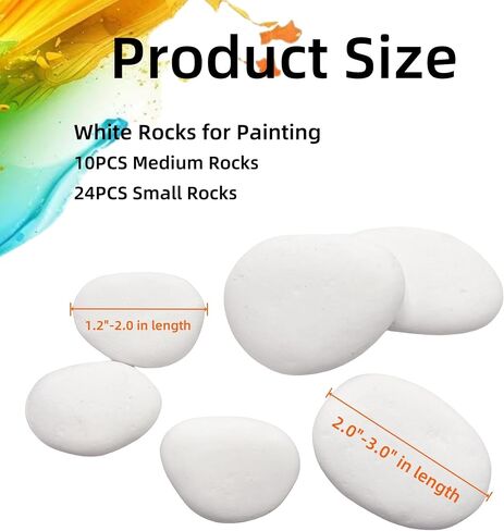 34PCS White Rocks for Painting, Flat DIY Painting Rocks, Small & Medium Smooth Rocks for Crafts, Arts,Decoration, Kindness Rocks Hand Picked for Painting in Kuwait