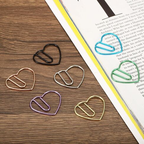 MECCANIXITY Paper Clip Heart-Shaped Cute Decorative Fun Clips Bookmarks 1.1 Inch Black for Organize Office Home, Pack of 100 in Kuwait