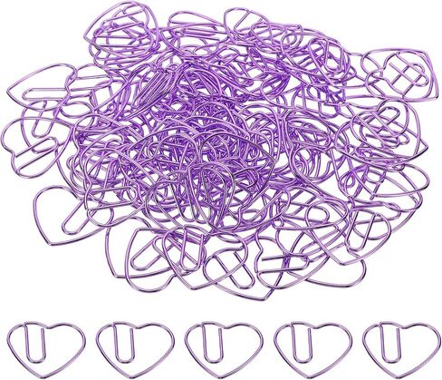 MECCANIXITY Paper Clip Heart-Shaped Cute Decorative Fun Clips Bookmarks 1.1 Inch Black for Organize Office Home, Pack of 100 in Kuwait