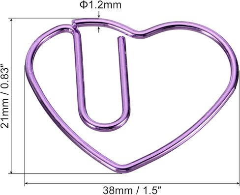 MECCANIXITY Paper Clip Heart-Shaped Cute Decorative Fun Clips Bookmarks 1.1 Inch Black for Organize Office Home, Pack of 100 in Kuwait