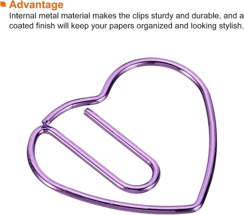 MECCANIXITY Paper Clip Heart-Shaped Cute Decorative Fun Clips Bookmarks 1.1 Inch Black for Organize Office Home, Pack of 100 in Kuwait
