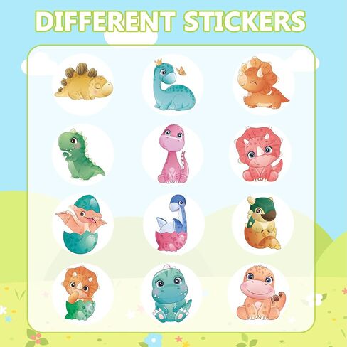 Dinosaur Sticker Roll for Kids Party - 1000 Pcs Cute Animal Round Stickers Rolls, Cartoon Designs Stickers for Teacher Reward Motivational School Classroom Party Supplies Adhesive Label Envelope Seal in Kuwait
