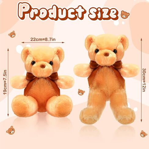 Skylety 10 Pieces Bears Bulk Stuffed Animals Soft Plush Toy Gift Bears with Ribbon Bow for Boys Girls Birthday Wedding Baby Shower Party Favor(Bright Colors) in Kuwait