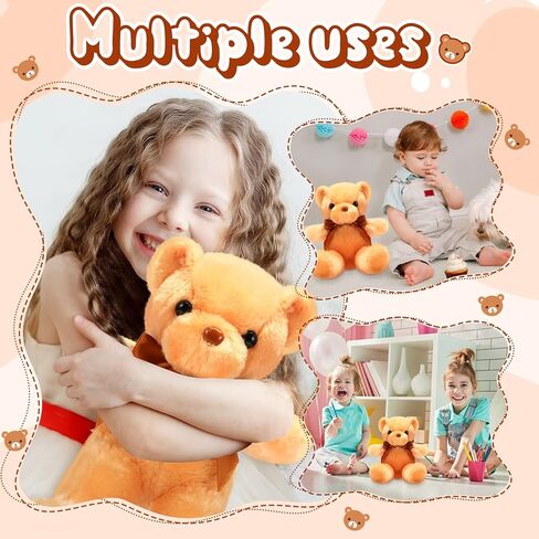 Skylety 10 Pieces Bears Bulk Stuffed Animals Soft Plush Toy Gift Bears with Ribbon Bow for Boys Girls Birthday Wedding Baby Shower Party Favor(Bright Colors) in Kuwait