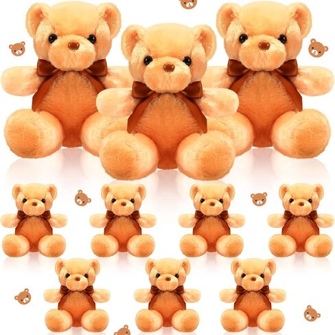 Skylety 10 Pieces Bears Bulk Stuffed Animals Soft Plush Toy Gift Bears with Ribbon Bow for Boys Girls Birthday Wedding Baby Shower Party Favor(Bright Colors) in Kuwait