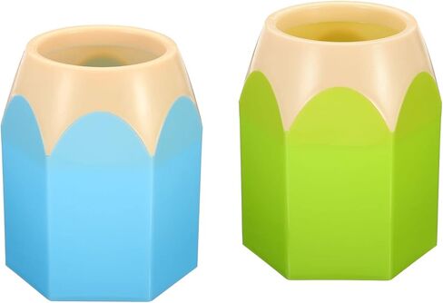 PATIKIL Pencil Holder, 2 Pack Pen Holder for Desk Cute Plastic Pencil Holder for Desk Pencil Holders Cup Organizer Pencil Shape, Blue Green in Kuwait