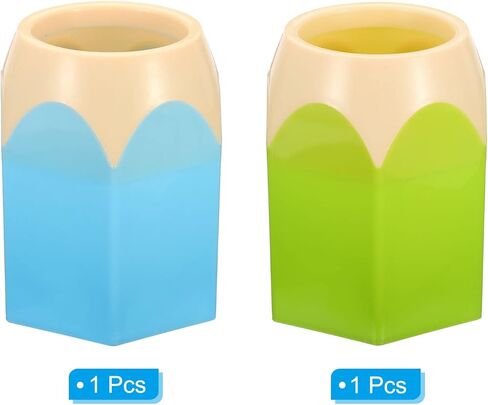 PATIKIL Pencil Holder, 2 Pack Pen Holder for Desk Cute Plastic Pencil Holder for Desk Pencil Holders Cup Organizer Pencil Shape, Blue Green in Kuwait