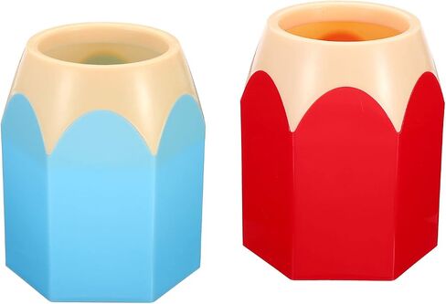 PATIKIL Pencil Holder, 2 Pack Pen Holder for Desk Cute Plastic Pencil Holder for Desk Pencil Holders Cup Organizer Pencil Shape, Blue Green in Kuwait