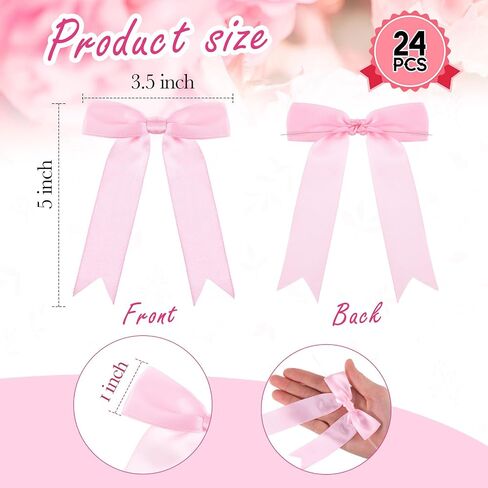 Riceshoot Twist Tie Bows 3.5x5 Inch Satin Ribbon Bow for Gift Wrapping Bag Cake Craft DIY Wedding Birthday Party Decor in Kuwait