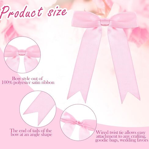 Riceshoot Twist Tie Bows 3.5x5 Inch Satin Ribbon Bow for Gift Wrapping Bag Cake Craft DIY Wedding Birthday Party Decor in Kuwait