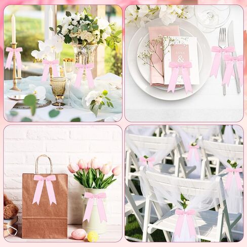 Riceshoot Twist Tie Bows 3.5x5 Inch Satin Ribbon Bow for Gift Wrapping Bag Cake Craft DIY Wedding Birthday Party Decor in Kuwait