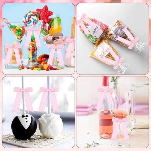 Riceshoot Twist Tie Bows 3.5x5 Inch Satin Ribbon Bow for Gift Wrapping Bag Cake Craft DIY Wedding Birthday Party Decor in Kuwait