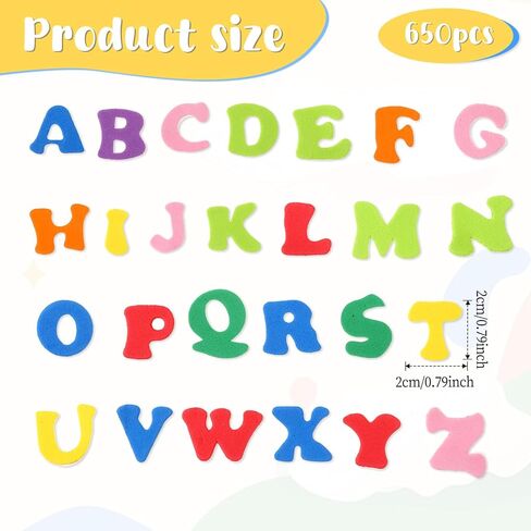 ملصقات رسائل الرغوة للحرف اليدوية ، 650 PCS ملصقات رغوة أبجدية صغيرة ، ملصقات ملصقات ملصقات A-Z ALPHABET ، مستلزمات الفنون الفنية لزخارف قرص DIY (0.79 بوصة) in Kuwait