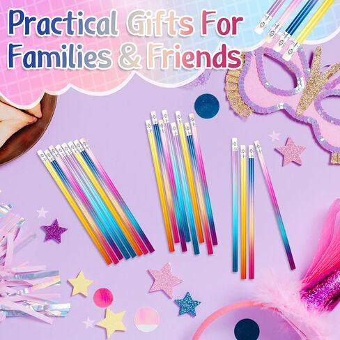 Teling 48 Pcs Colorful Pencils Theme Party Favors Fun Pencils in Bulk with Eraser Wooden Number 2 Graphite for Students School Classroom Birthday Supplies in Saudi Arabia