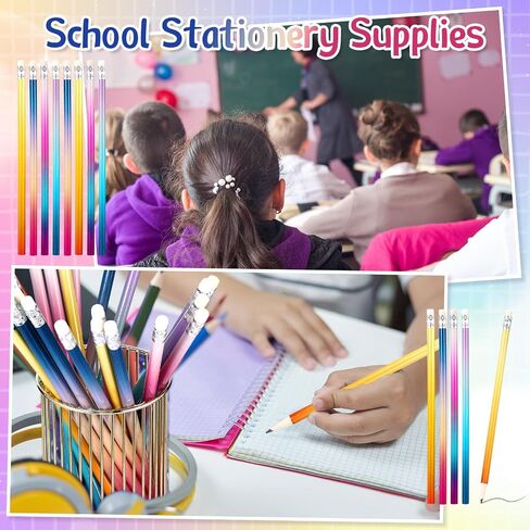 Teling 48 Pcs Colorful Pencils Theme Party Favors Fun Pencils in Bulk with Eraser Wooden Number 2 Graphite for Students School Classroom Birthday Supplies in Saudi Arabia