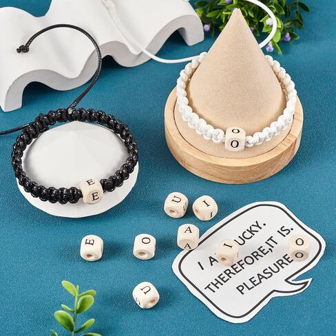 Pandahall 98pcs Natural Wood Cube Large Hole Letter Beads 12x12x12mm Wooden Cubic European Beads with A-Z Alphabet Letter & Heart & Star Pattern for DIY Jewelry Bracelets Making, Hole: 4mm in Saudi Arabia