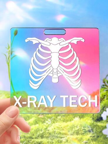 Plifal X-RAY Badge Buddy Card Holder - Nurse Nursing Accessories Laser Skeleton Print Colors Horizontal ID Identification Tags for Hospital Student Medical Work in Kuwait
