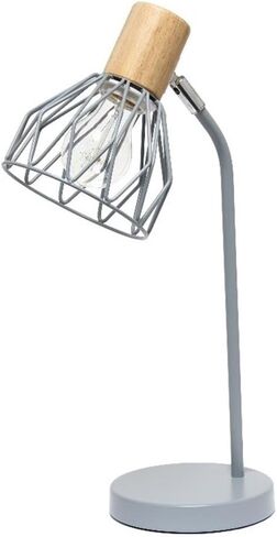 Simple Designs LD2022-WHT 18.19" Industrial Farmhouse Fusion Adjustable Cage Wire Office Accent Desk Lamp, White in Saudi Arabia