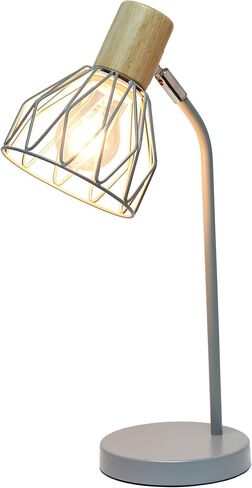 Simple Designs LD2022-WHT 18.19" Industrial Farmhouse Fusion Adjustable Cage Wire Office Accent Desk Lamp, White in Saudi Arabia