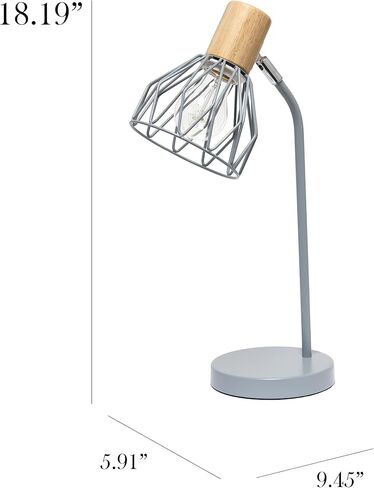Simple Designs LD2022-WHT 18.19" Industrial Farmhouse Fusion Adjustable Cage Wire Office Accent Desk Lamp, White in Saudi Arabia