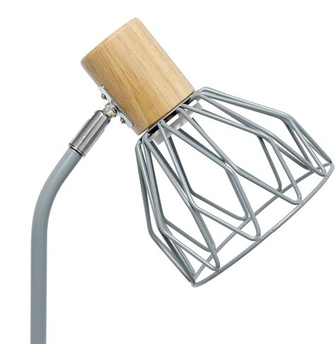 Simple Designs LD2022-WHT 18.19" Industrial Farmhouse Fusion Adjustable Cage Wire Office Accent Desk Lamp, White in Saudi Arabia
