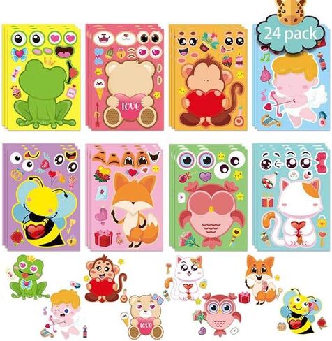 St Patrick Stickers for Kids - 27 Sheets Make Your Own Shamrock Stickers for Gift Decor, Makea Animal Face Stickers for Irish Lucky Party Favors Crafts School Classroom Activity Rewards for Kids in Saudi Arabia
