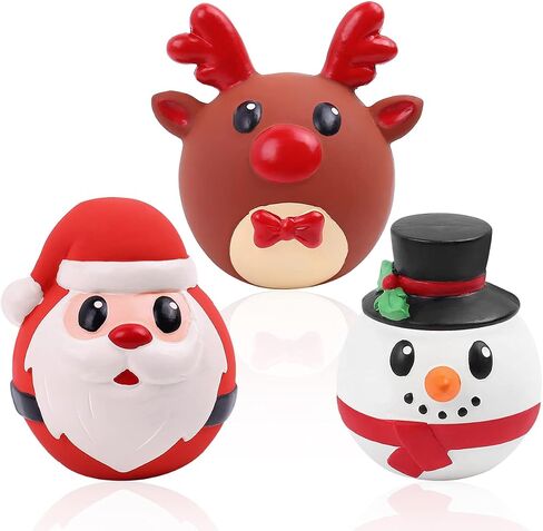 Malier 3 Pack Christmas Dog Toys, Funny Latex Dog Chew Toy, Squeaky Interactive Dog Toys for Puppy Small Medium Pets Dogs in Saudi Arabia