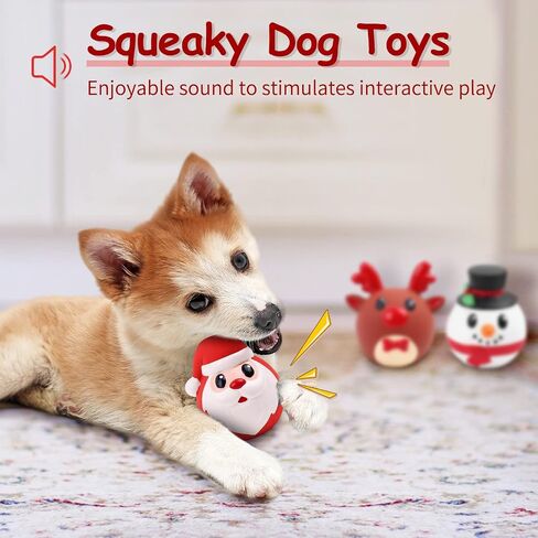Malier 3 Pack Christmas Dog Toys, Funny Latex Dog Chew Toy, Squeaky Interactive Dog Toys for Puppy Small Medium Pets Dogs in Saudi Arabia