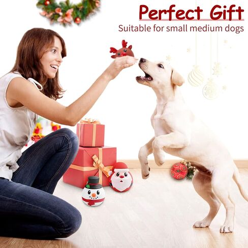 Malier 3 Pack Christmas Dog Toys, Funny Latex Dog Chew Toy, Squeaky Interactive Dog Toys for Puppy Small Medium Pets Dogs in Saudi Arabia