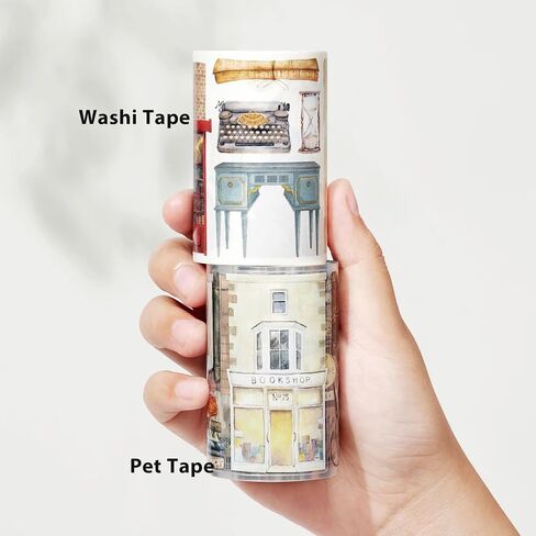 WT Cats and Books Wide PET Tape Pre-Cut, One Roll 5 Meters, Decorative Cute PET Tape for Bible Journaling, Bullet Journal Supplies,Scrapbooking Supplies,Planners, Party Decorations in Kuwait