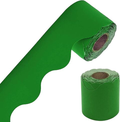 50 Feet Scalloped Bulletin Board Borders，Holiday Decoration for School，Scalloped Borders Classroom Bulletin，for Classroom Décor, Bulletin Board Trim Doors Decoration Strips（Green） in Kuwait