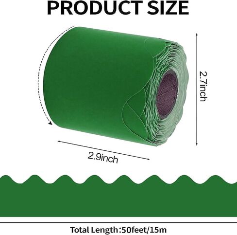 50 Feet Scalloped Bulletin Board Borders，Holiday Decoration for School，Scalloped Borders Classroom Bulletin，for Classroom Décor, Bulletin Board Trim Doors Decoration Strips（Green） in Kuwait