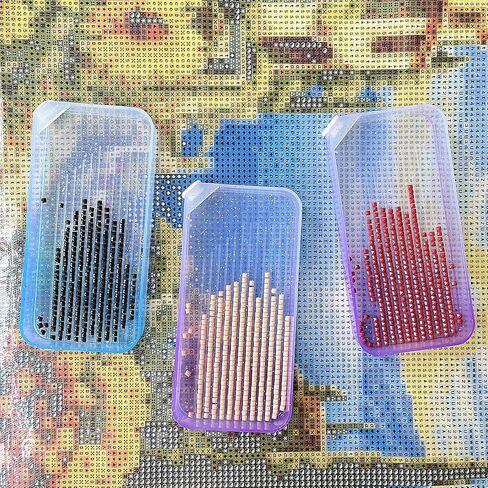 Gradient Diamond Painting Trays with Stopper, 3 Pcs Plastic Diamond Art Painting Bead Sorting Trays, Diamond Art Trays for Adults, Diamond Art Accessories and Tools (Purple) in Saudi Arabia