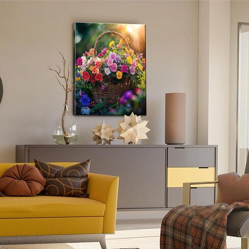 JOOZ Framed Canvas Diamond Art Kits for Adults - 5D Flowers Diamond Painting Kits for Adults, DIY Full Drill Diamond Art Flowers, Gem Art Kits for Home Wall Decor (20 X 16 Inch) in Saudi Arabia