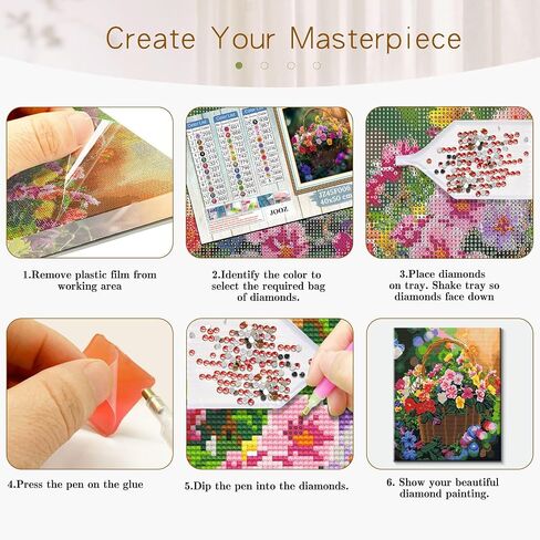 JOOZ Framed Canvas Diamond Art Kits for Adults - 5D Flowers Diamond Painting Kits for Adults, DIY Full Drill Diamond Art Flowers, Gem Art Kits for Home Wall Decor (20 X 16 Inch) in Saudi Arabia